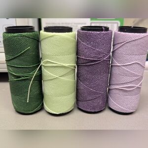 4 spools of Violets & Greens waxed polyester cord For Jewelry Making & Macrame